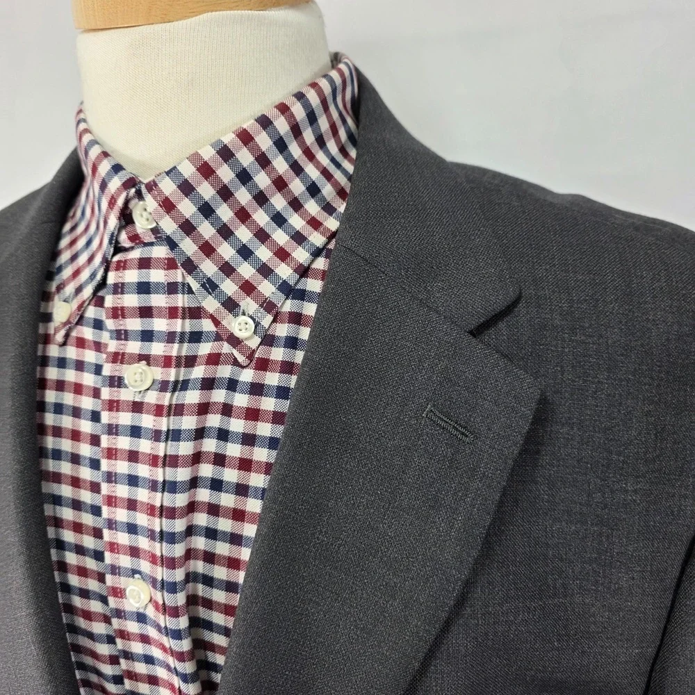 Stafford‎ Essentials Men's Sport Coat Blazer Two Button Gray Poly Wool Blend 48R